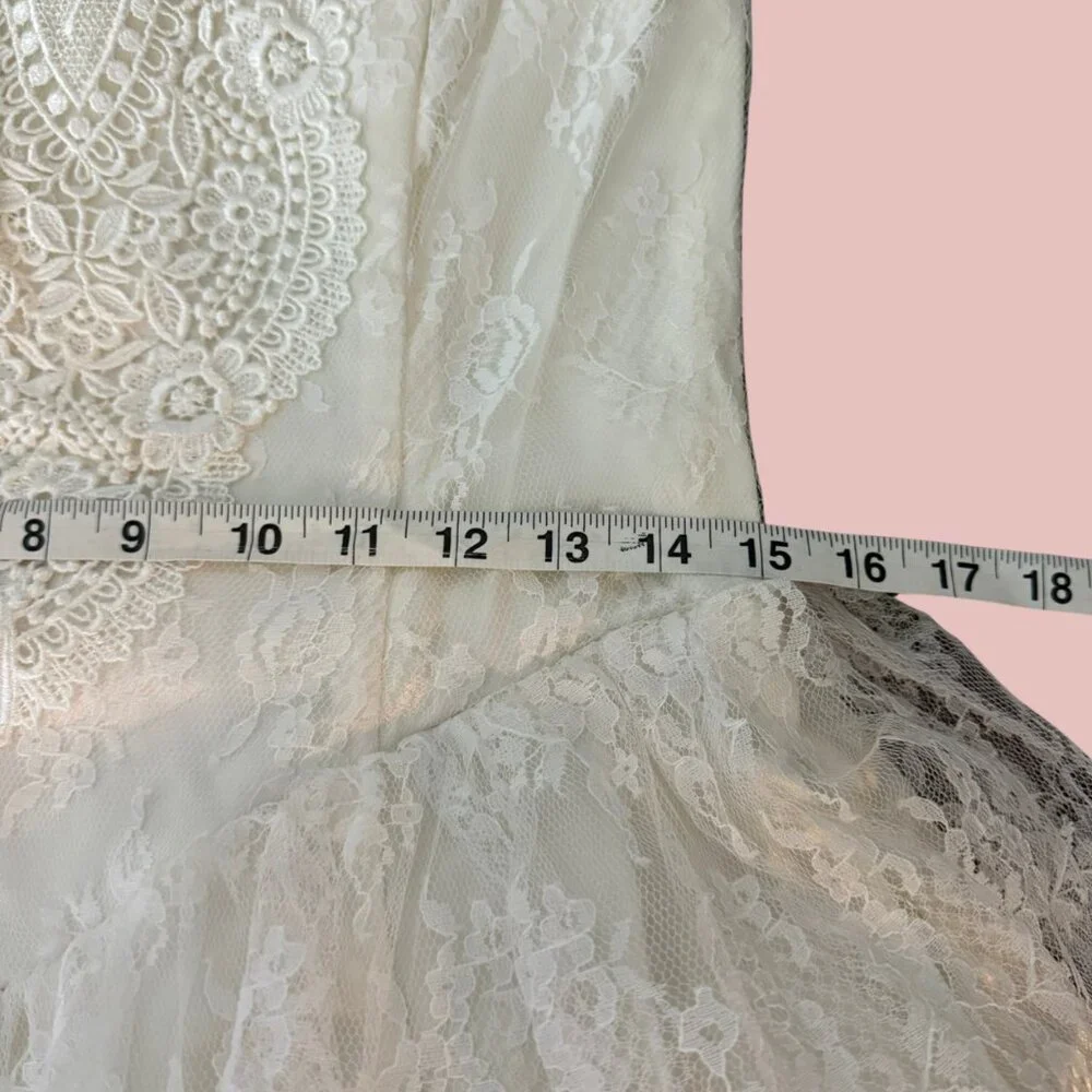 Vintage Scott McClintock 80s Strapless White Lace Wedding Dress Set 1950s style - Picture 14 of 16